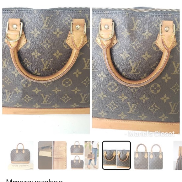 AUTHENTIC LOUIS VUITTON MONOGRAM ALMA Brown Handbag Purse Bag LV Canvas Leather - Picture 2 of 10